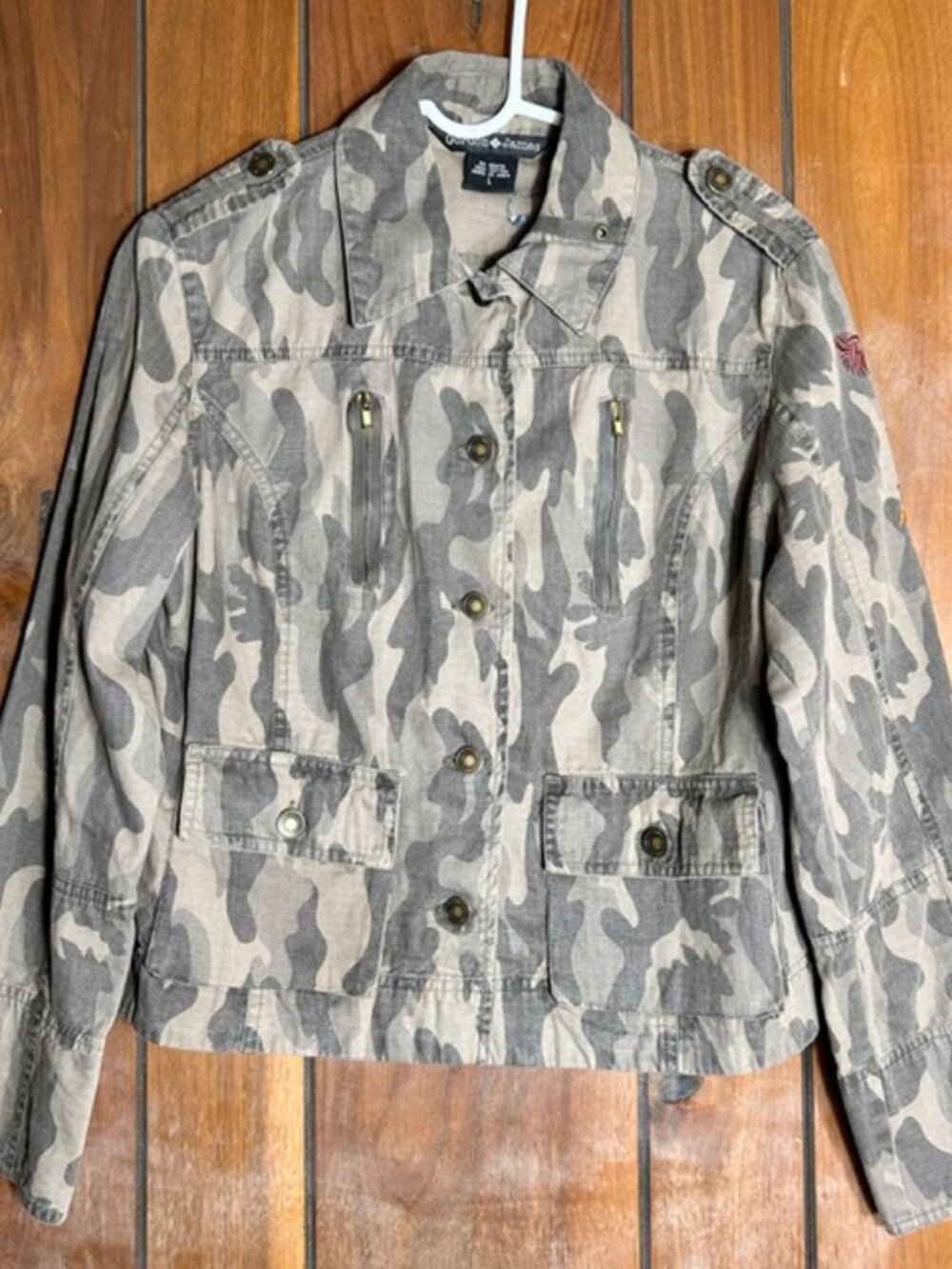 Gordon James Y2K Camo Utility Jacket w/ Embroidered Phoenix Womens Sz Large